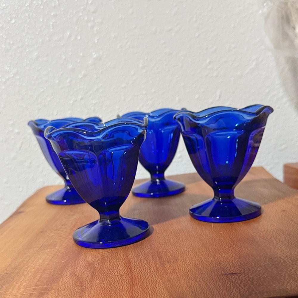 Anchor Hocking Blue Glass Dessert Cups
